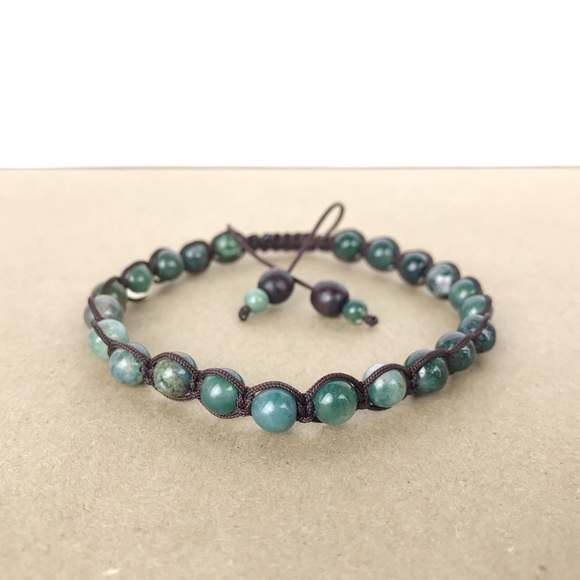 Handmade} Moss Agate Adjustable Bracelet - Picture 2 of 4